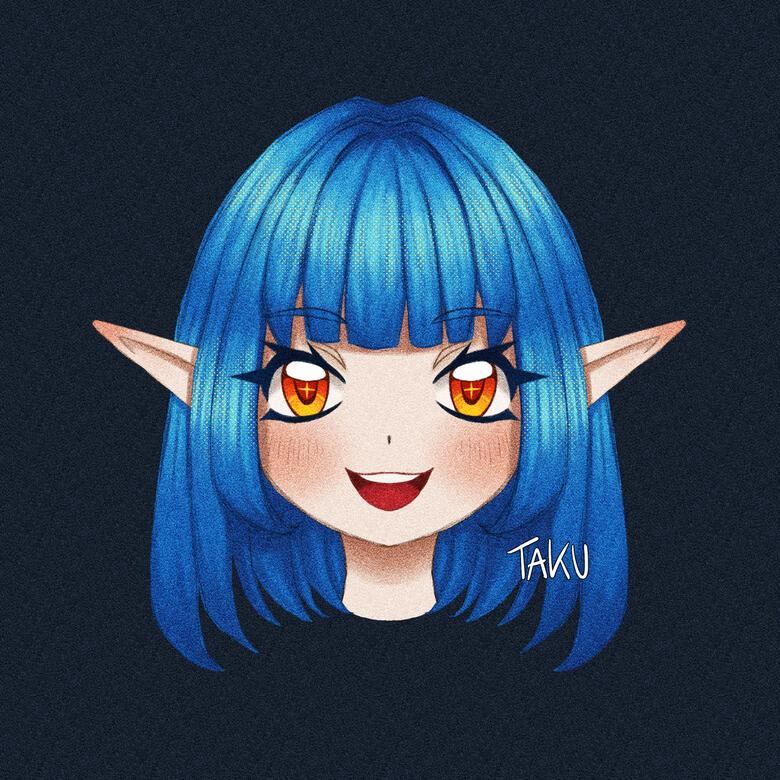 Blue Hair & Orange Eyes