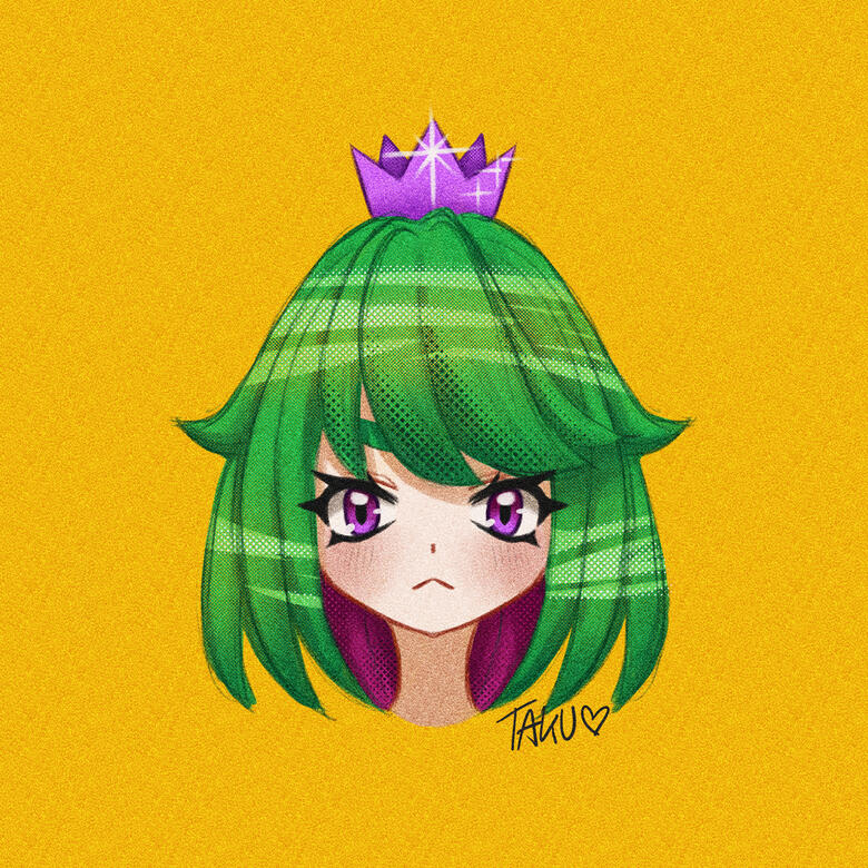 Green Hair & Pink Eyes